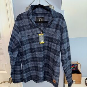 Men's Blue Plaid Zip-Up Sweater John Wayne